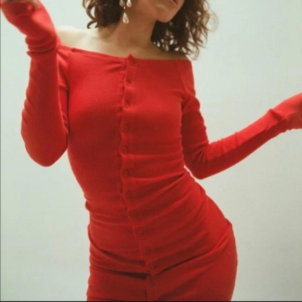 THE LINE BY K Gaby Dress, Red Bodycon Midi Dress